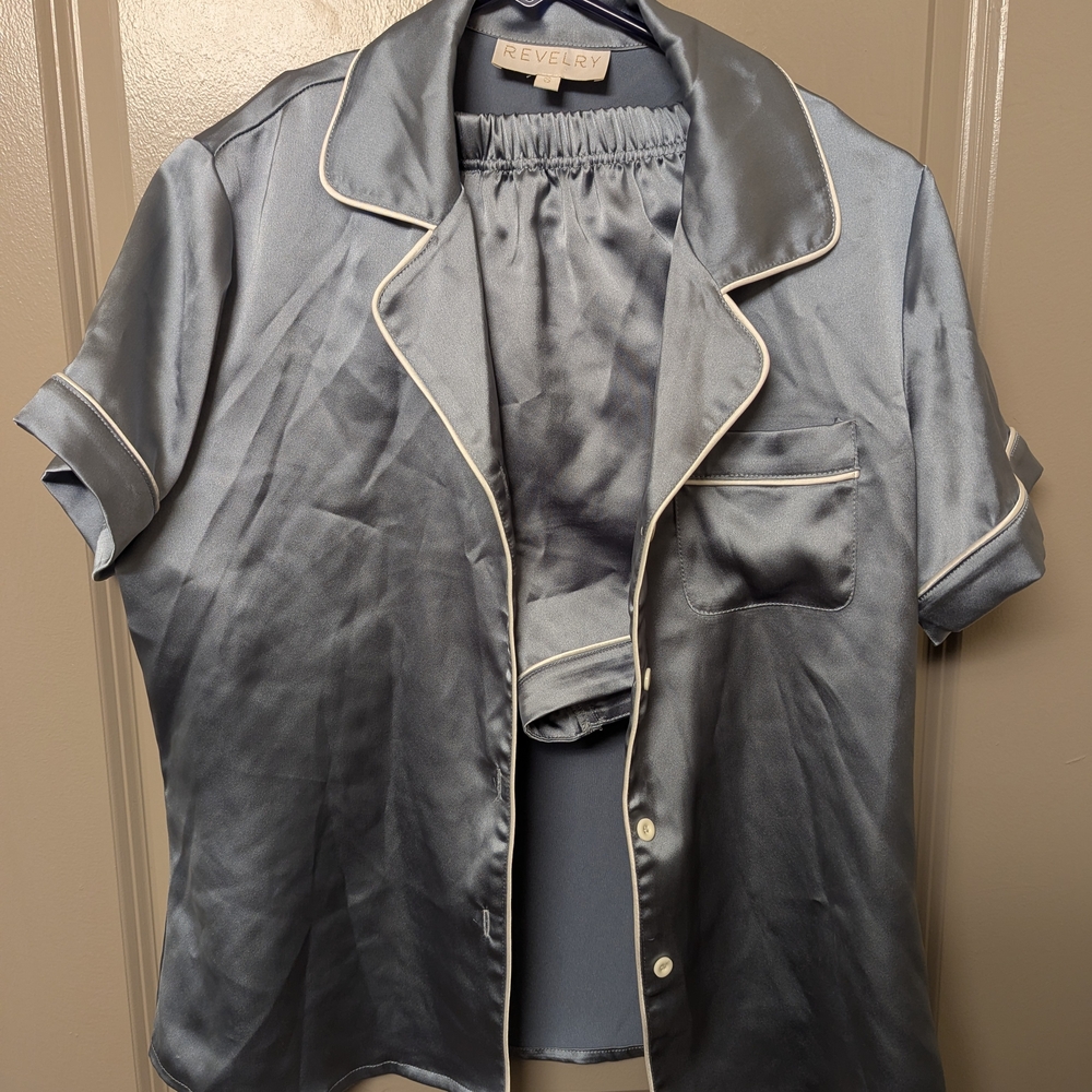 Revelry Blue Satin Pajama Set